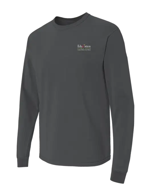 Comfort Colors Garment-Dyed Dark Grey Heather Heavyweight Long Sleeve T-Shirt w/Education Credit Union Logo