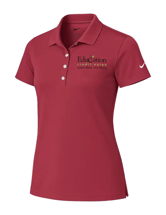 Nike Womens Red Tech Basic Dri-FIT Polo
 w/Education Credit Union Logo
