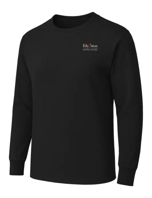 Black Heavyweight Long Sleeve 6.1 oz T-Shirt w/Education Credit Union Logo