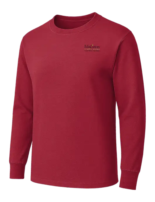 Red Heavyweight Long Sleeve 6.1 oz T-Shirt w/Education Credit Union Logo