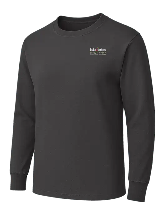 Charcoal Heavyweight Long Sleeve 6.1 oz T-Shirt w/Education Credit Union Logo