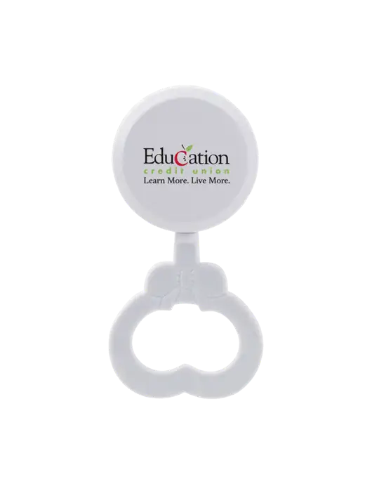 White Baby Rattle w/Education Credit Union Logo