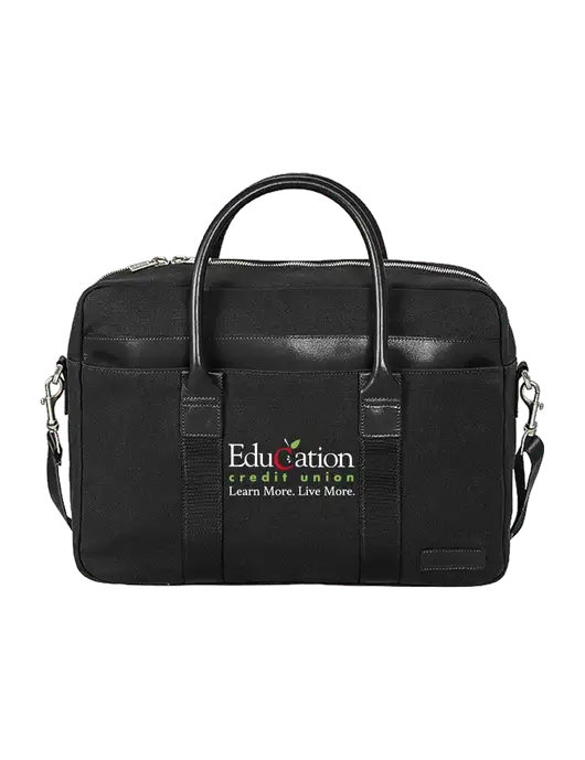 Brooks Brothers Wells Black Briefcase w/Education Credit Union Logo