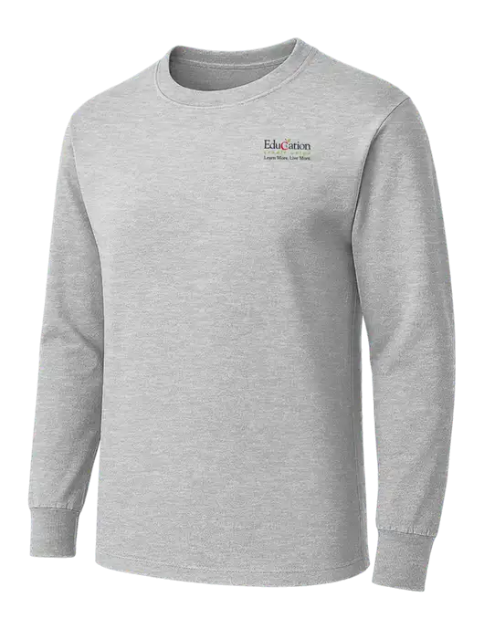 Light Grey Heather Heavyweight Long Sleeve 6.1 oz T-Shirt w/Education Credit Union Logo