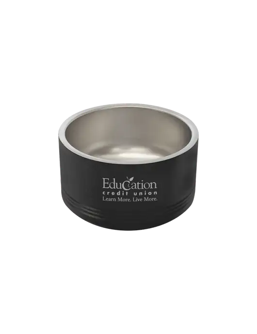 Polar Camel 18 oz. Small Black Pet Bowl w/Education Credit Union Logo