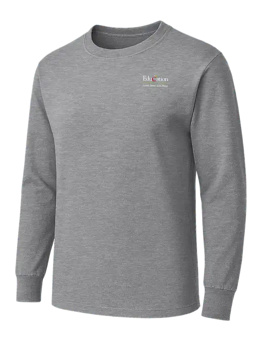Medium Grey Heather Heavyweight Long Sleeve 6.1 oz T-Shirt w/Education Credit Union Logo