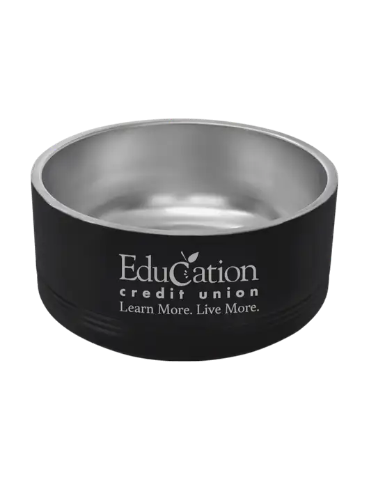 Polar Camel 64 oz. Large Black Pet Bowl w/Education Credit Union Logo