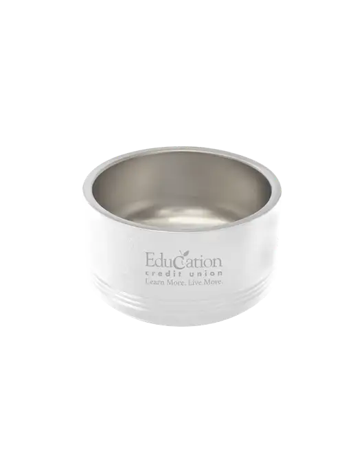 Polar Camel 18 oz. Small White Pet Bowl w/Education Credit Union Logo