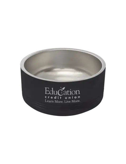 Polar Camel 32 oz. Medium Black Pet Bowl w/Education Credit Union Logo