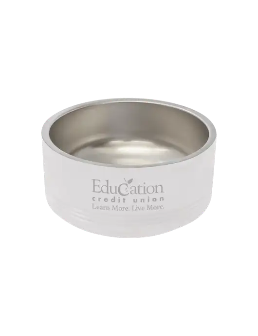 Polar Camel 32 oz. Medium White Pet Bowl w/Education Credit Union Logo