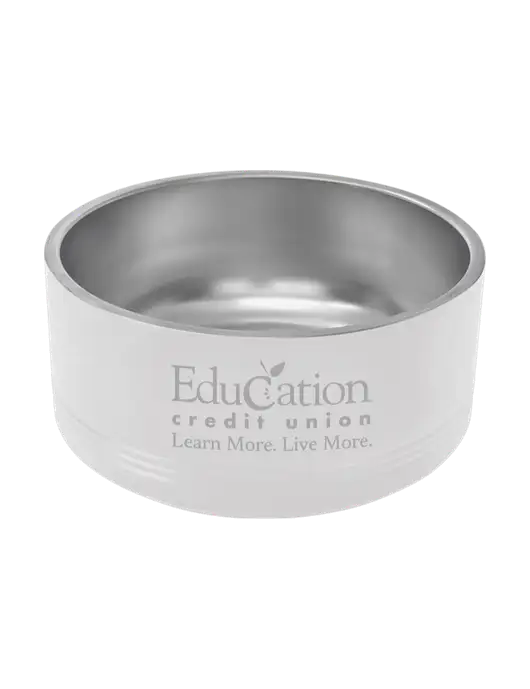 Polar Camel 64 oz. Large White Pet Bowl w/Education Credit Union Logo