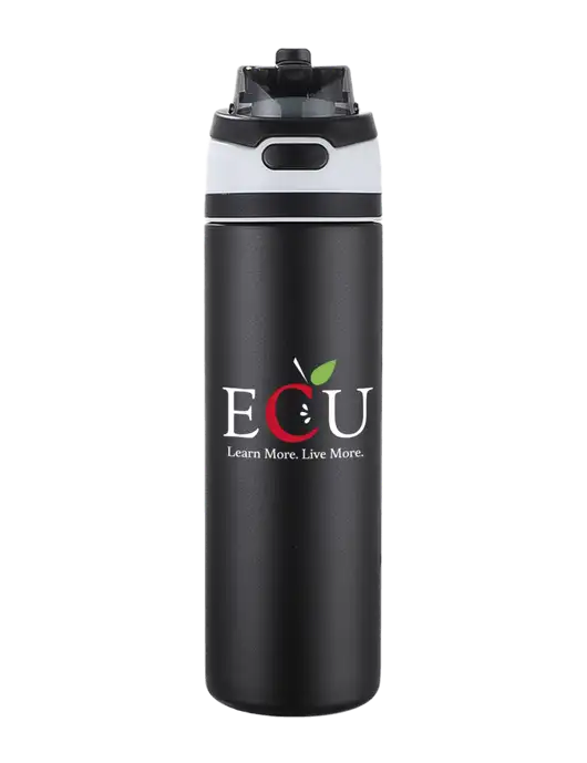 Black Sip or Flip 24oz Vacuum Insulated Stainless Steel Bottle  w/Education Credit Union shortened Logo