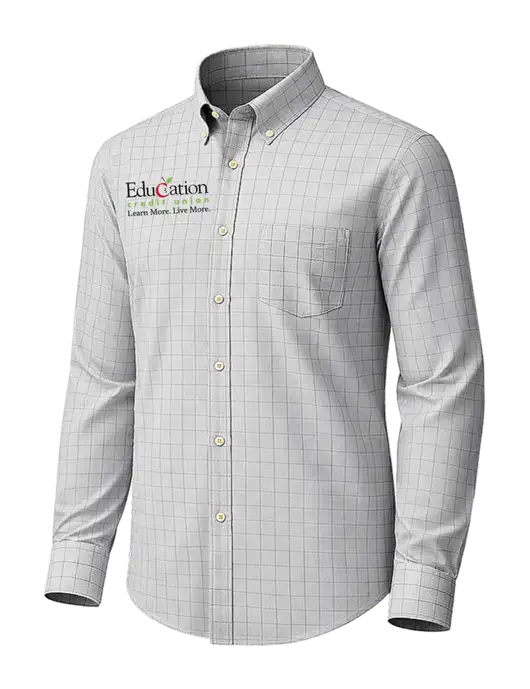 Brooks Brothers Wrinkle-Free Stretch Light Grey Patterned Shirt w/Education Credit Union Logo