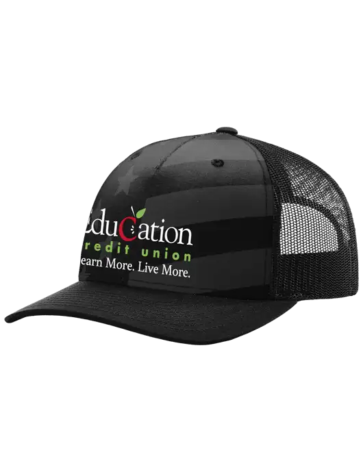 Richardson Five Panel Stars and Stripes Trucker Cap w/Education Credit Union Logo