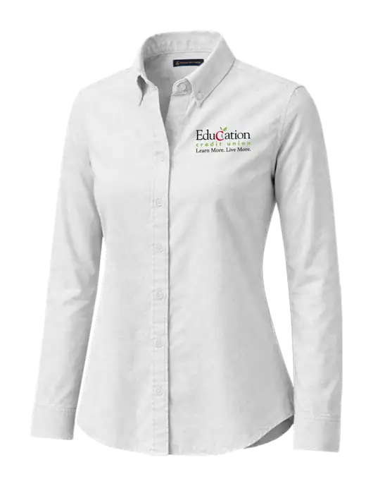 Brooks Brothers Womens Casual White Oxford Cloth Shirt w/Education Credit Union Logo