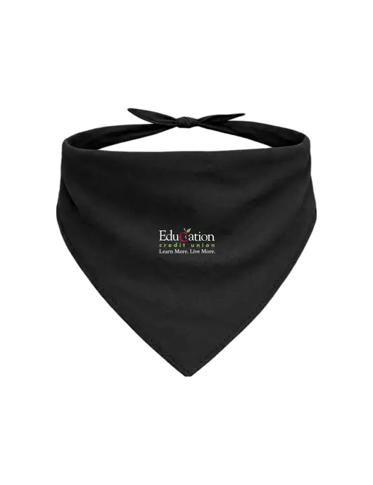 Black Pet Bandana Large w/Education Credit Union Logo