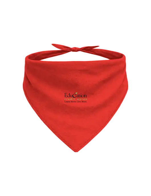 Red Pet Bandana Large w/Education Credit Union Logo