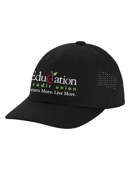 Pro-Cut Structured Snapback with Pinhole Mesh Black Cap w/Education Credit Union Logo