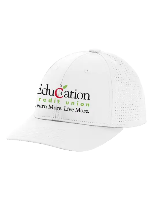 Pro-Cut Structured Snapback with Pinhole Mesh White Cap w/Education Credit Union Logo