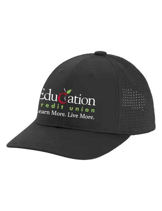 Pro-Cut Structured Snapback with Pinhole Mesh Very Dark Grey Cap w/Education Credit Union Logo