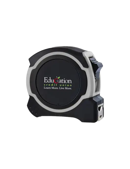 Light Grey and Black Pro Tape Measure, 25'
 w/Education Credit Union Logo