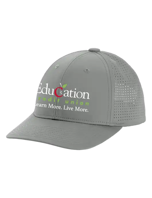 Pro-Cut Structured Snapback with Pinhole Mesh Medium Grey Cap w/Education Credit Union Logo