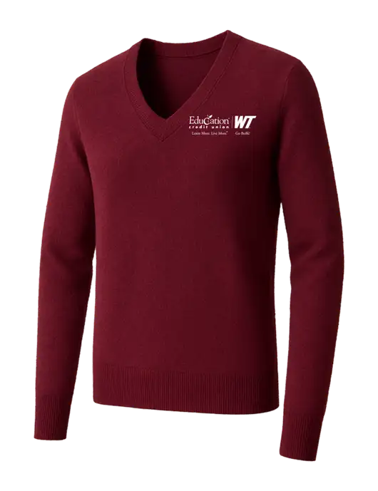 Brooks Brothers Womens Cardinal Washable Merino V-Neck Sweater w/ECU/WT Logo