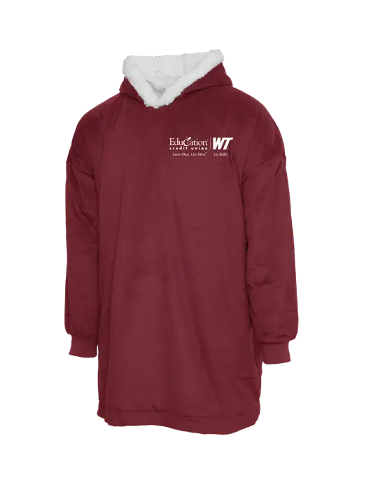 Wearable Lodge Dark Red Blanket w/ECU/WT Logo