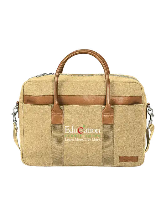 Brooks Brothers Wells Dark Tan Briefcase w/Education Credit Union Logo